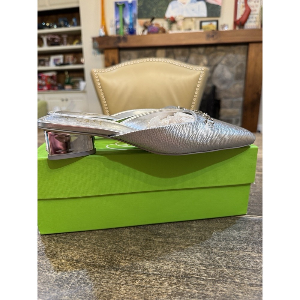 Sam Edelman Women Ollie Square Toe Bit Mule in Silver Size 7.5 Equestrian - Picture 6 of 13